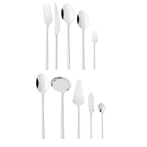 WOLFF - Faqueiro 25 Peças Firenze Aço Inox - Serve 4 Pessoas Incluindo Utensílios para Servir - Jogos de Talheres - Mesa Posta - Utensílios de Cozinha, Enxoval, Casamento, Decoração