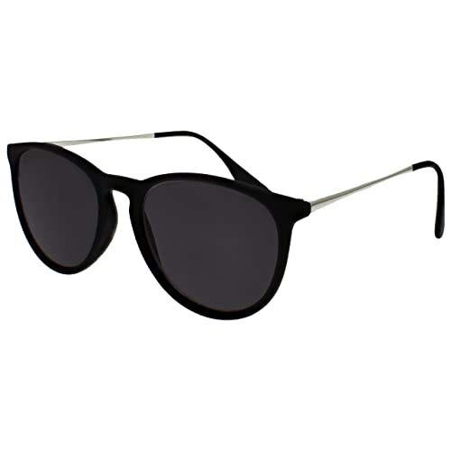 OPULIZE JET Reading Sunglasses for Women Men,Tinted Lens with UV400 Protection,Scratch Resistant Round frame with Spring Hinges,Black Front Silver Arms +2.5 (Pack of 1)2