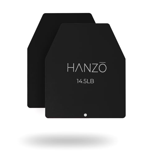 HANZO - Resistance Weight Vest Plates, 8.75 lbs/14.5 lbs (Pair) - Powder-Coated Steel Tactical Plates for Strength Training, Fitness, and Rucking - Durable Design for Secure Fit