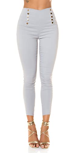 Legging Business taille haute gris boutons du bureau au dîner L-XL