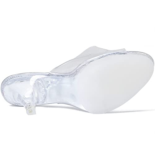 Image of NBUUNBU Silver Clear Heels For Women Dress Shoes Transparent Strap Sexy Stilletos Heels Open Toe High Silver Heeled Sandals Pump Mules