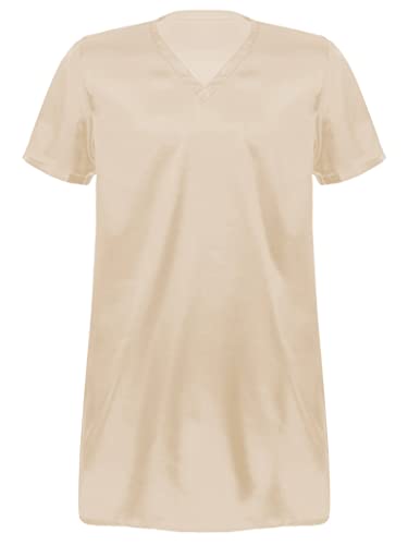 Men's Satin Nightshirt Short Sleeve V-neck Sleep Shirt Sleepwear Loungewear Nightwear3