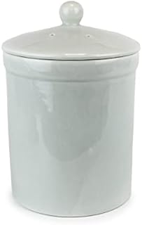 Emerald Grey Ceramic Compost Caddy - Portland Kitchen Ceramic Compost Bin for Food Waste Recycling