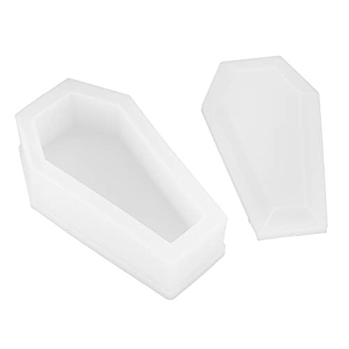 Halloween Resin Silicone Mould, Coffin Zombie Dark Mirror Storage Box Epoxy Mould for DIY, White