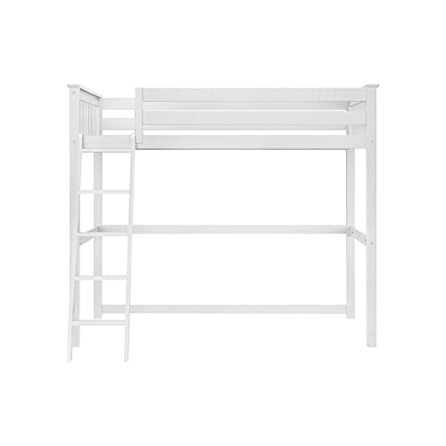 Image of Max & Lily High Loft Bed, Twin Bed Frame for Kids, White