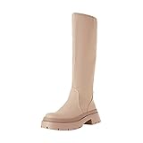 vivianly Womens Knee High Boots Round Toe Low Chunky Block Heel Long Boots with Side Zipper Size 8 B