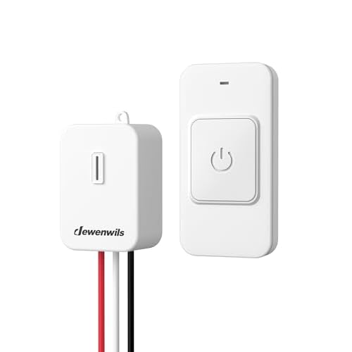 DEWENWILS Wireless Light Switch and Receiver Kit, No in-Wall Wiring Required, Remote Control Switch Lighting Fixture for Ceiling Lights, Fans, Lamps,100 Ft RF Range, Programmable 10A