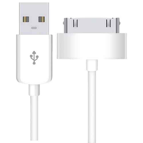 pluX Câble de charge USB vers 30 broches pour iPod, câble de charge rapide de données compatible avec iPhone 4/4S/3G/3GS, iPad 1/2/3, iPod Touch 1/2/3/4,...