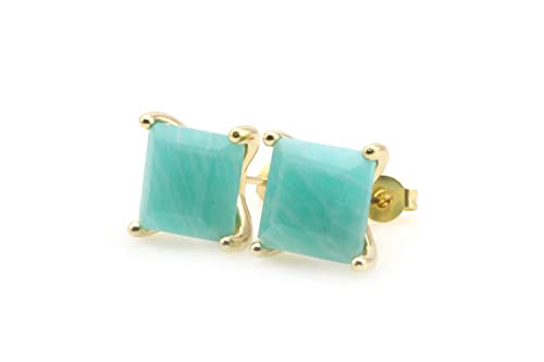 Boucles d'oreilles en amazonite à porter au quotidien, bijoux carrés uniques pour femme élégante