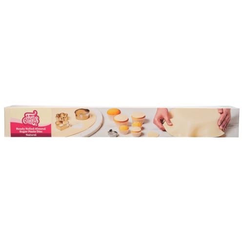 FunCakes Ready Rolled Sugar Paste Disc Almond: Saveur d’Amande Délicate, Déjà Roulé, Facile à Utiliser, Idéal pour Décorer les Gâteaux, 430 g