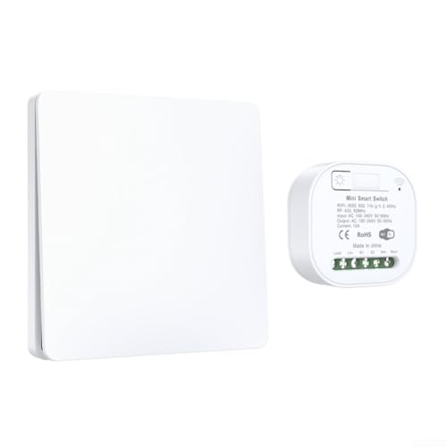 Fauhapyway WiFi Smart Interruttore Della Luce Senza Fili Set Nessun Cablaggio Autoalimentato IP44 Impermeabile Telecomando Per Alexa Google Assistant