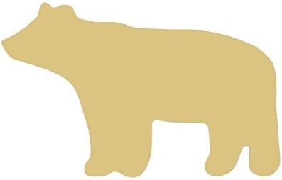 Bear Cutout Unfinished Wood Grizzly Polar Black Brown Ursa Animal MDF Shape Canvas Style 1 (24")