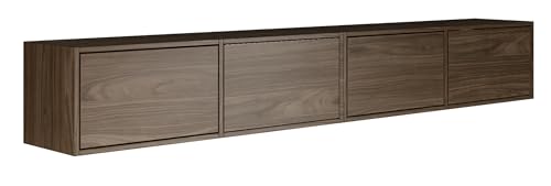 Selsey TV Lowboard Hängend Walnuss Wisconsin 200 cm Minimalistisches Design mit Push-to-Open 16 mm Laminierte Spanplatten 4 Klappen Platzsparend Ideal für Wohnzimmer Matte Oberfläche Made in Europa