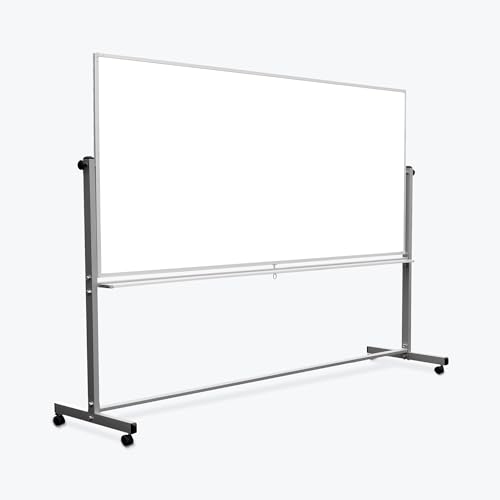 Luxor Mobile Dry Erase Double-Sided Magnetic Whiteboard with Aluminum Frame and Stand - 96"W x 40"H