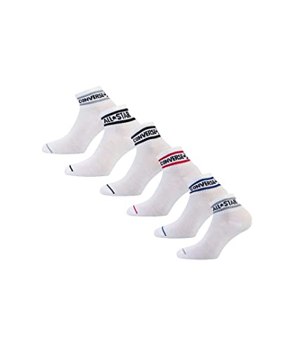 Converse Little Girls Quarter Socks 6 Pack (4-5, White(RC0155-001)/R)