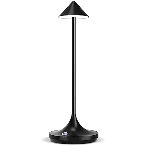 Hapfish Rechargeable Cordless LED Table Lamp, 6000mAh Battery Operated Table Lamps, Modern & Wireless, Dimmable, Small Outdoor Desk Lights for Reading Dining Room Outside Bedside Restaurant – Black Cover