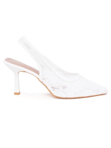 Image of TRYME Elegant Pointed Toe Mesh Stiletto Heel Mules for Women | Comfortable Cushioned Slip-On Closed Toe Dress Sandals