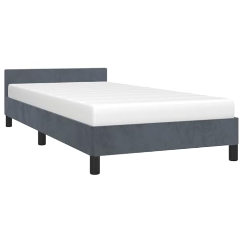 Velvet Scandinavian Twin XL Bed Frame (Dark Grey)