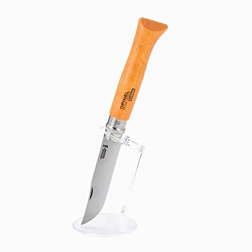 Opinel No. 12 Carbone - Carbon Steel Folding Pocket Knife, Beechwood Handle, 4.82 in Blade, Virobloc Safety Locking Collar, Made in France