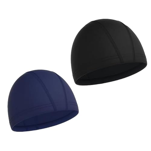 Badekappe Erwachsene | Schwimmkappe Wasserdicht | Badekappe 2er Set - Silikon PU 25x17.5cm Atmungsaktiv Elastisch Schnelltrockne