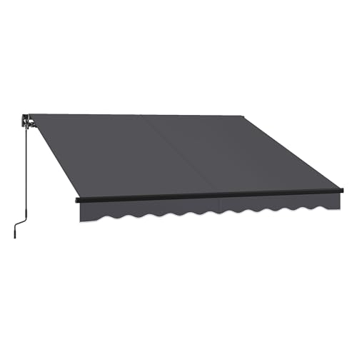 SONGMICS Store Banne Rétractable, Store Manuel avec Manivelle, Protection Solaire pour Balcon, Jardin, UPF 50+, Alliage d’Aluminium, Réglable, 300 x 250 cm, Gris...