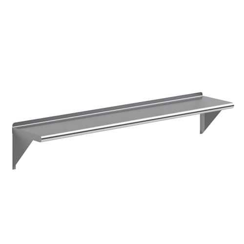 Image of AmGood 60 inch Long X 12 inch Deep Stainless Steel Wall Shelf | NSF Certified | Appliance & Equipment Metal Shelving | Kitchen, Restaurant, Garage, Laundry, Utility Room