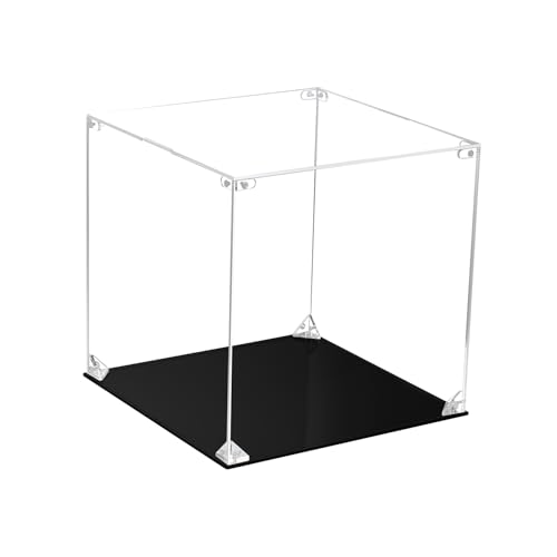 CHILL CASE フィギュアケース UVカット コレクションケース 黒地台 簡単組立 5面クリアビュ アクリルケース ディスプレイケース 堅牢構造 クリーニングクロス付属 (幅25×奥行25×高さ25cm)