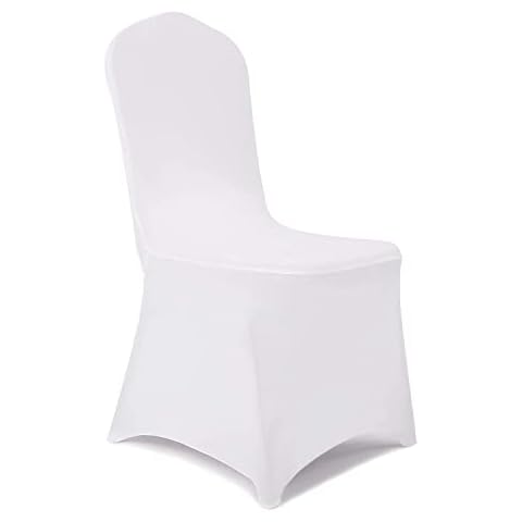 Chair Covers Wedding White Chair Covers Polyester Spandex Stretch Removable Washable Slipcovers Chair Covers for Wedding Banquet Celebration Dining Party (Flat, 50) Cover