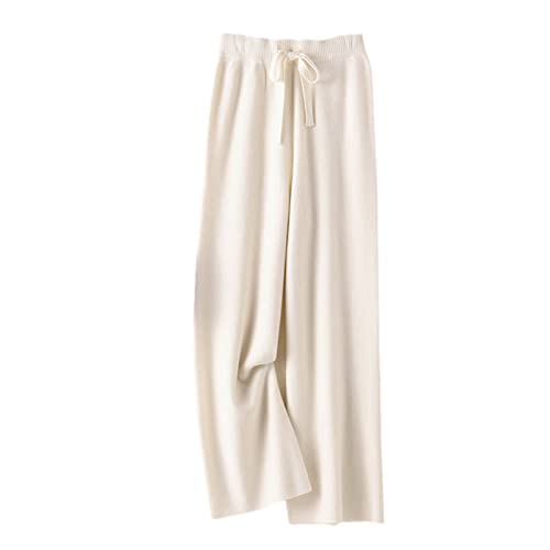 Pantalon ample tricot Sweejim taille haute pour femme fini l'inconfort blanc S