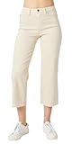 Judy Blue High Waist Off White Garment Dye Crop Wide Leg, 29, Bone
