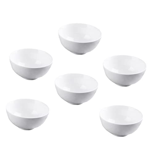 Ciieeo 6Pcs White Porcelain Rice Bowls Insulated Serving Bowls for Home and Restaurant Use and Food Tableware for Rice Soups and Snacks