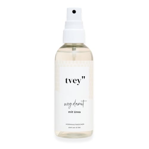 tvey weg damit: Hornhautentferner Spray mit Soforteffekt - Mittel gegen Hornhaut und trockene Haut - mit extra viel Urea für weiche Füße - Hornhautweicher Made in Germany 100ml Vegan