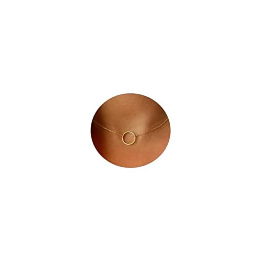 LEXODY Dainty Gold Choker Necklace Simple Necklace for Women 18K Gold Plated Minimalist Layered Circle Coin Chain Unique Sideways Cross Bird Lightning Necklace Delicate Choker Jewelry Gifts for Women