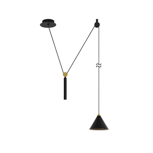 Lámpara colgante retro para sala de estar con sistema de polea