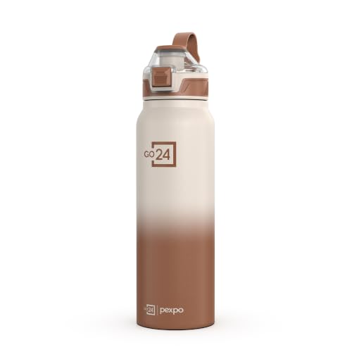 Go24 pexpo Bottle 740ml | Hot and Cold Flask | ISI Certified Stainless Steel Bottle | 3 Layer Insulation | Leakproof | for Home, Office | 2-Year Warranty |Amaze X| Cream - Coffee