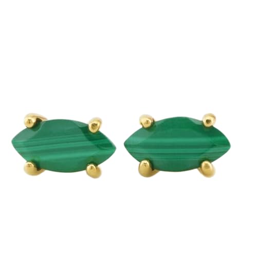 Boucles d'oreilles malachite naturelle contre les allergies en argent 925 plaqué or