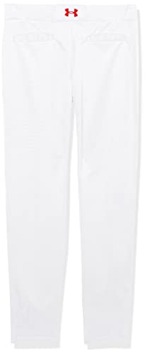 Under Armour Calça de beisebol utilitária para meninos, (103) Branco/Vermelho/Vermelho, P