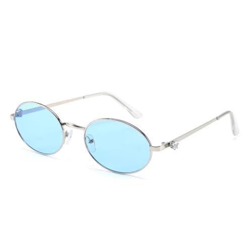 Lunettes de soleil rétro ovales de style luxe avec monture métallique raffinée