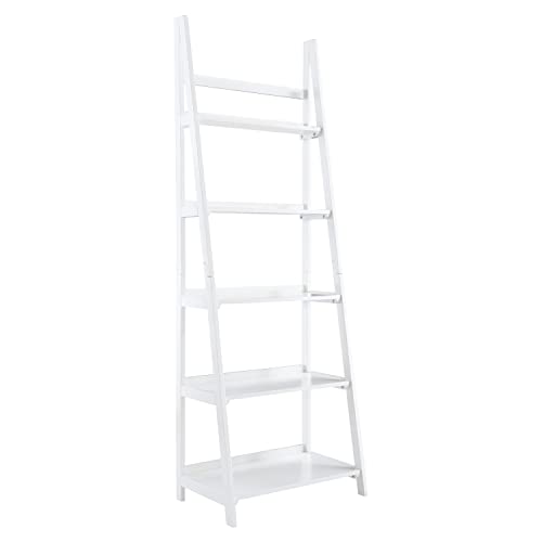 Linon Melissa White Mid Century Five Shelf Ladder Bookcase #TOP27