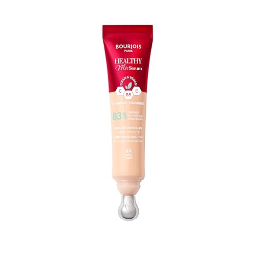 Bourjois Healthy Mix 2-in-1 Correttore in siero, Leviga rughe e segni d’espressione, Rinfresca il contorno occhi, con Caffeina, Vitamine C, E e B5, Vegano, Applicatore rinfrescante, Ivory, 11 ml