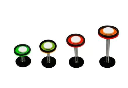 Saricho Lot de 4 colonnes avec quatre piédestaux ronds et plats en corail
