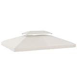 Outsunny Techo de Repuesto para Cenador, 4x3 m, Cubierta de Repuesto con Techo Doble, 10 Orificios de Drenaje y Protección UV, Solo Toldo de Recambio para Pabellón Gazebo, Blanco Crema
