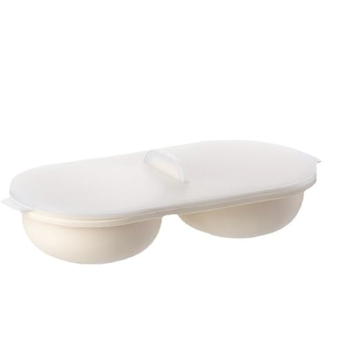 XNSHUN Cuiseur à œufs au micro-ondes - En forme d'œufs pochés - Pour 4 œufs pochés - Outil de cuisine - Sans BPA (2 compartiments)