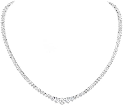 Gradual Moissanite Tennis Chain Necklace:925 Sterling Silver 14k ...