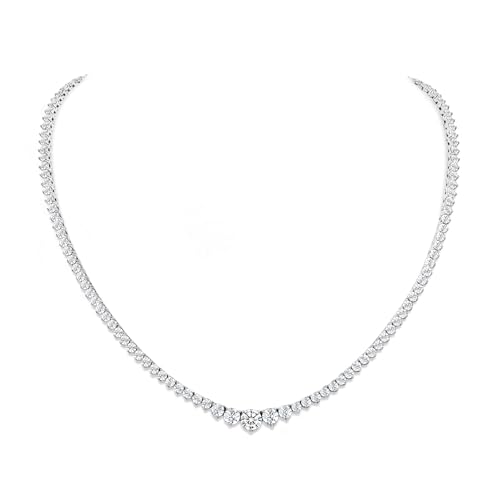 Gradual Moissanite Tennis Chain Necklace:925 Sterling Silver 14k White Gold
