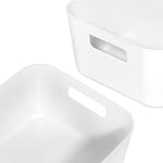 Asking 6-Pack Plastic Storage Bins, Kitchen Pantry Organization Bin, White