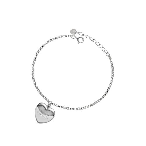 PERIMADE Custom Photo Locket Bracelet with Picture Inside, Personalized Text Message Heart Charm Bracelet that Holds Picture, Customized Sterling Silver Memorial Love Gift for Women Mom Best Friend