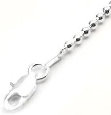 Miniatura 2 de Cadena tipo bola o cuenta de plata esterlina, 2 mm, largos de 14, 16, 18, 20, 22, 24, 26, 28, 30 y 36 pulg.