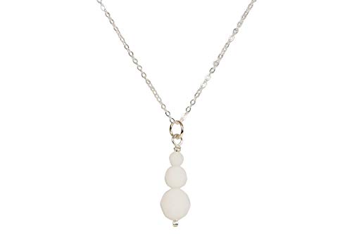 Jessica Luu Jewelry Handmade White Alabaster Crystal Pendant Necklace Wire Wrapped Sterling Silver or Gold Filled