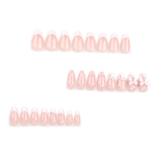 Uñas Acrílicas Decoradas con Lazos y Rhinestones miniatura 3